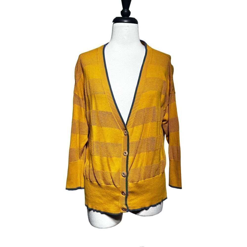 Matilda Jane Mustard Yellow Sheer Cardigan Sweater Medium